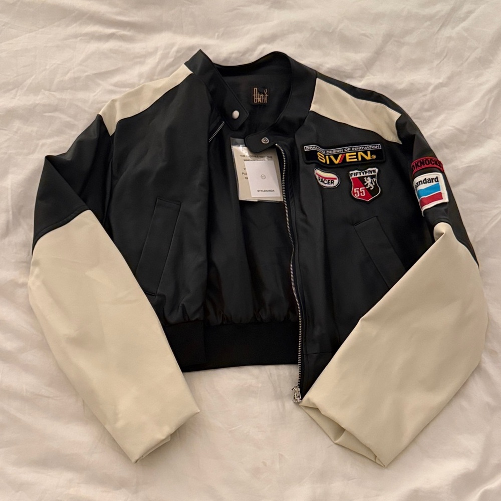 StyleNanda Black & White Leather Jacket